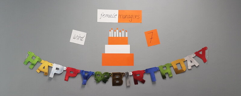 Aus Notizzetteln gebastelte Geburtstagstorte mit Happy-Birthday-Schriftzug